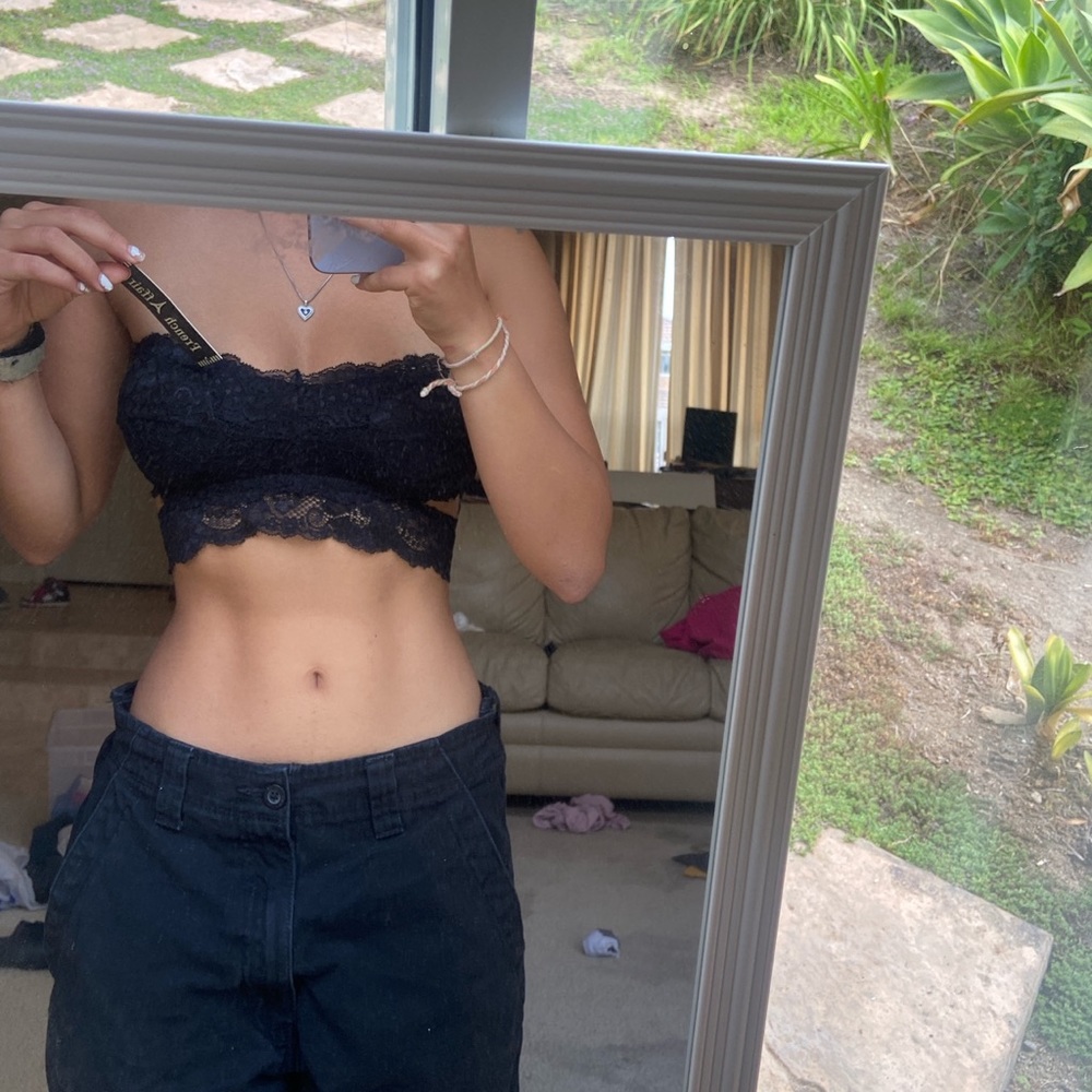 Lace Black Strapless Top